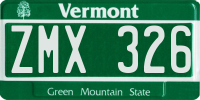 VT license plate ZMX326