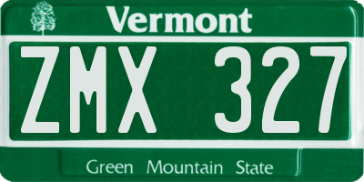 VT license plate ZMX327