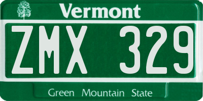 VT license plate ZMX329