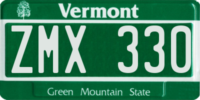 VT license plate ZMX330