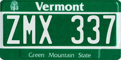 VT license plate ZMX337