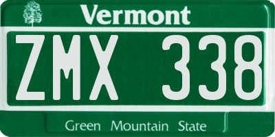 VT license plate ZMX338