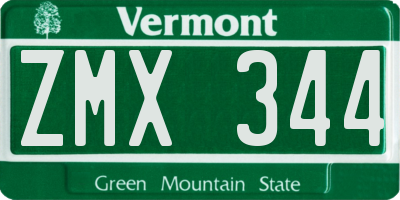 VT license plate ZMX344