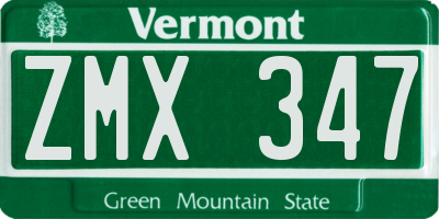 VT license plate ZMX347