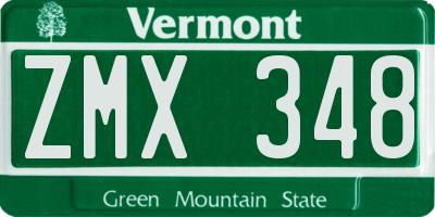 VT license plate ZMX348