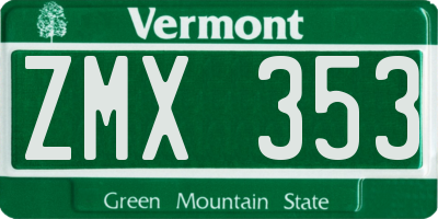 VT license plate ZMX353