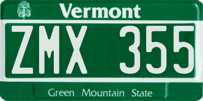 VT license plate ZMX355