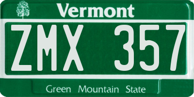 VT license plate ZMX357