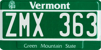 VT license plate ZMX363