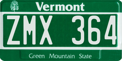 VT license plate ZMX364