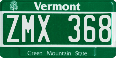 VT license plate ZMX368