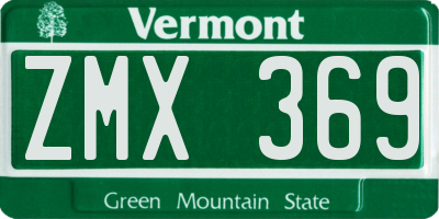 VT license plate ZMX369