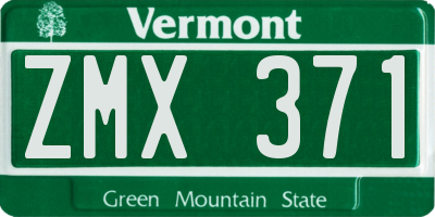 VT license plate ZMX371