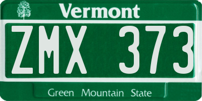 VT license plate ZMX373