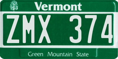 VT license plate ZMX374