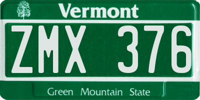 VT license plate ZMX376