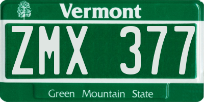 VT license plate ZMX377