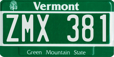 VT license plate ZMX381