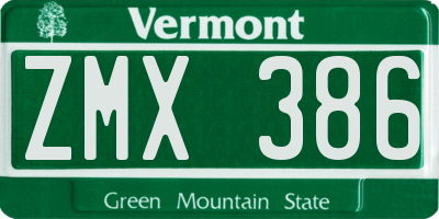 VT license plate ZMX386