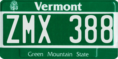 VT license plate ZMX388