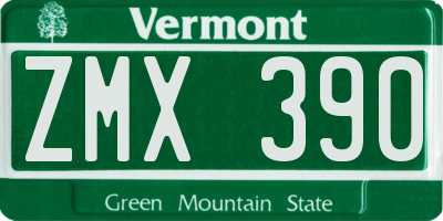 VT license plate ZMX390