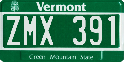 VT license plate ZMX391