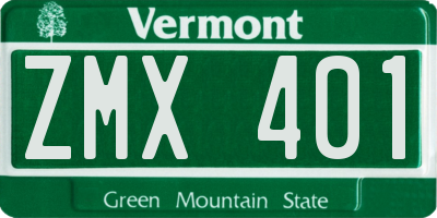 VT license plate ZMX401
