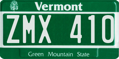 VT license plate ZMX410