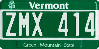 VT license plate ZMX414