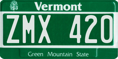 VT license plate ZMX420