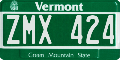 VT license plate ZMX424