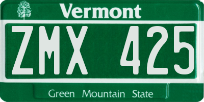 VT license plate ZMX425