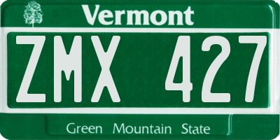 VT license plate ZMX427