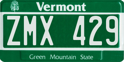 VT license plate ZMX429