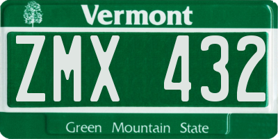 VT license plate ZMX432