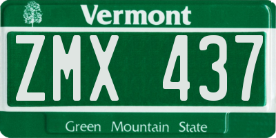 VT license plate ZMX437