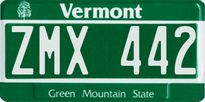 VT license plate ZMX442