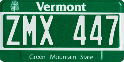 VT license plate ZMX447