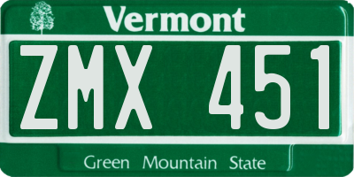 VT license plate ZMX451