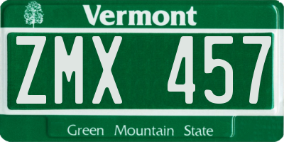 VT license plate ZMX457