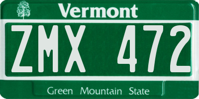 VT license plate ZMX472