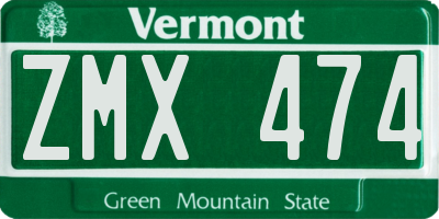 VT license plate ZMX474