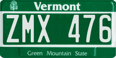 VT license plate ZMX476