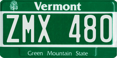 VT license plate ZMX480