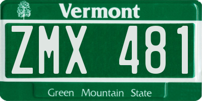 VT license plate ZMX481