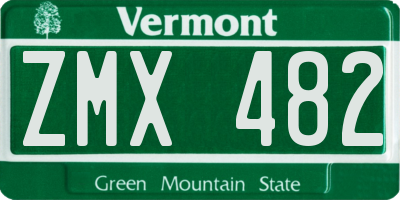 VT license plate ZMX482