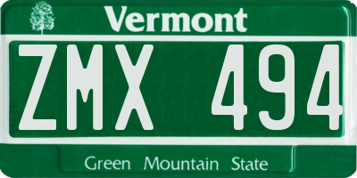 VT license plate ZMX494