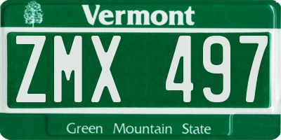 VT license plate ZMX497