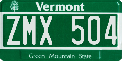 VT license plate ZMX504