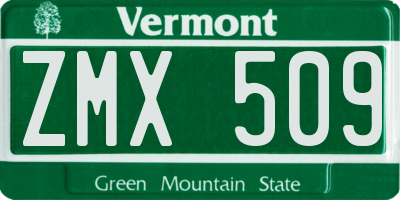 VT license plate ZMX509